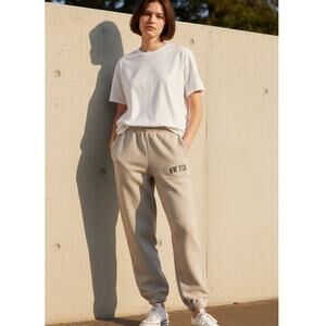 John Galt California Cream Sweatpants Comfy One Size Elastic Waistband